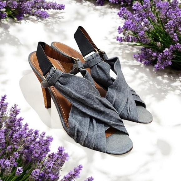 Lanvin Jean And Wooden High Heels Size EU 40/ US 9.5 - Picture 1 of 12